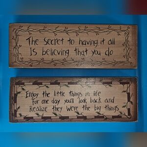 Primitive Wooden Quote Plaques Signs Decor Farmhouse Cottage